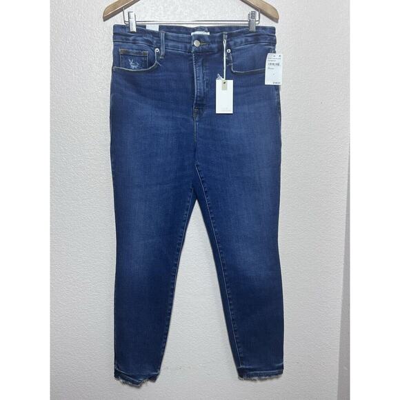 Good American Jeans Denim Sz 12 / 31 Good Legs Crop Skinny Leg In Indigo563 NEW - Picture 1 of 9